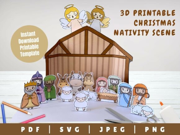 3D SVG Christmas Nativity Scene Paper Doll Review