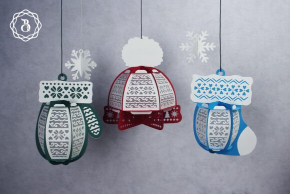 3D SVG Christmas Paper Lantern Gloves & Socks