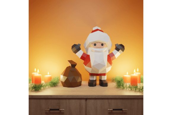 3D SVG Santa for Christmas Blog Graphics