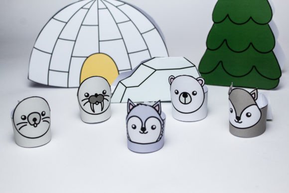 Arctic Paper Toy Set: 3D SVG for Kids Crafts