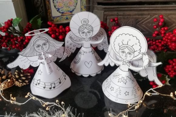 Christmas Angels Papercraft: 3D SVG for Kids Crafts
