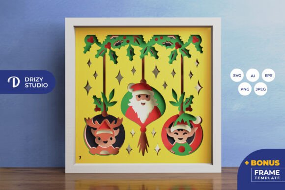 Christmas Bauble 3D SVG for Shadow Boxes