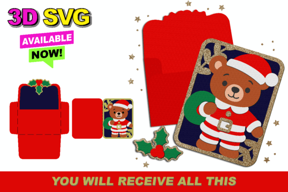 Christmas Bear Card 3D SVG: Crafts & Graphics Review