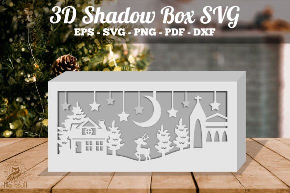 Christmas Night Scene: 3D SVG Shadow Boxes