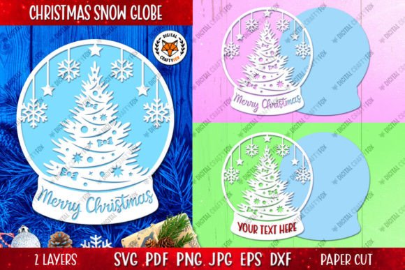 Festive Graphics: Christmas Tree Snow Globe Paper Cut SVG