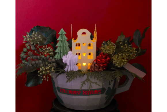 Giant Tea Cup 3D SVG for Christmas Branding