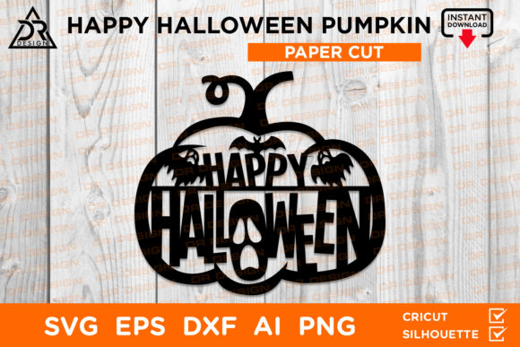 Happy Halloween Pumpkin Paper Cut SVG: 3D SVG Shapes