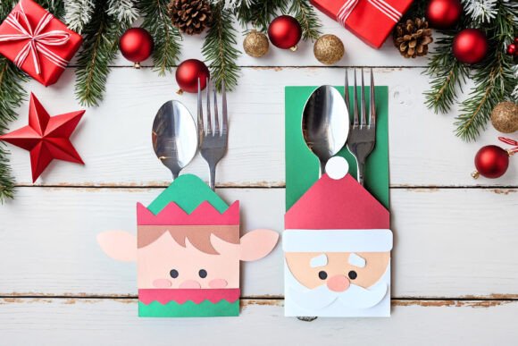 Santa Elf Silverware Sleeve SVG: 3D Christmas Asset Review