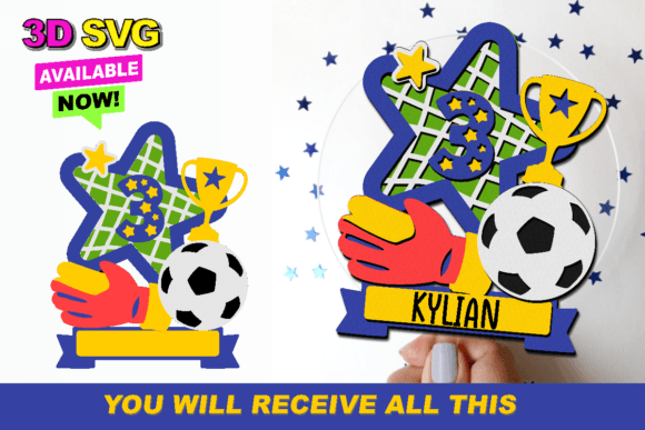 Soccer 3D SVG for Laser Cutting Cake Toppers