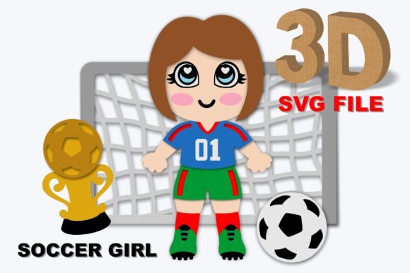 Soccer Girl Doll 3D SVG: Graphics for Crafts