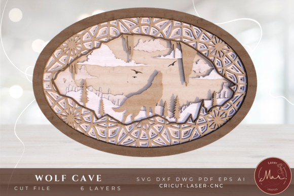 Wolf Cave Layered SVG: Laser Cutting & Wall Decor